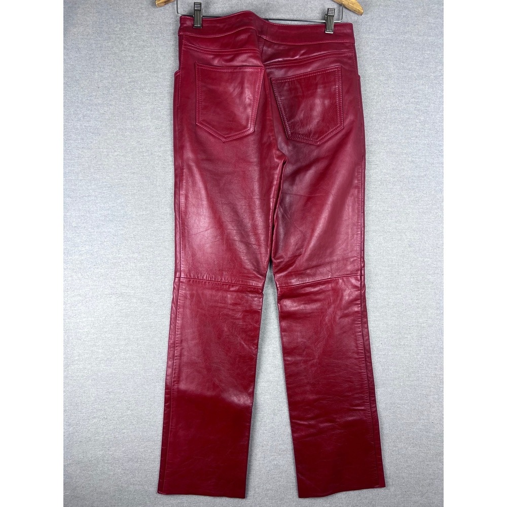 Esprit Red Leather Pants Vintage 100% Leather Straight‎ Leg 5322370 Womens 7/8